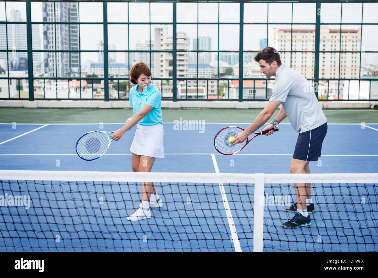 Tennis Training Coaching Exercise Athlete Active Concept Stock Photo