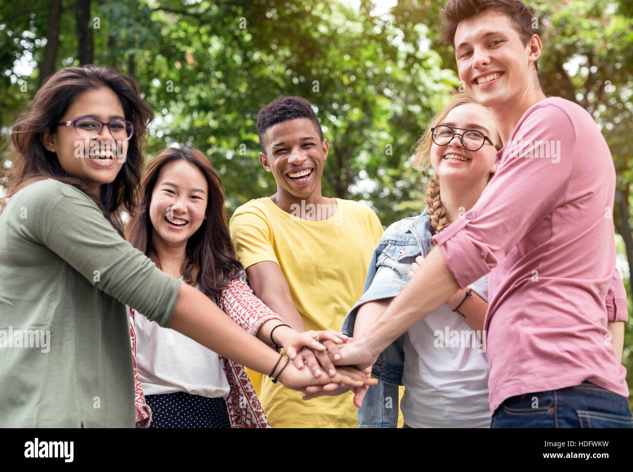 Diverse Teens Hands Together Concept Stock Photo - Alamy