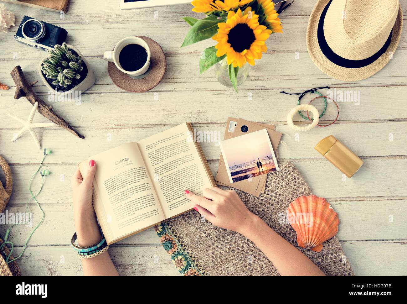 Person Reading Book Travel Concept Stock Photo