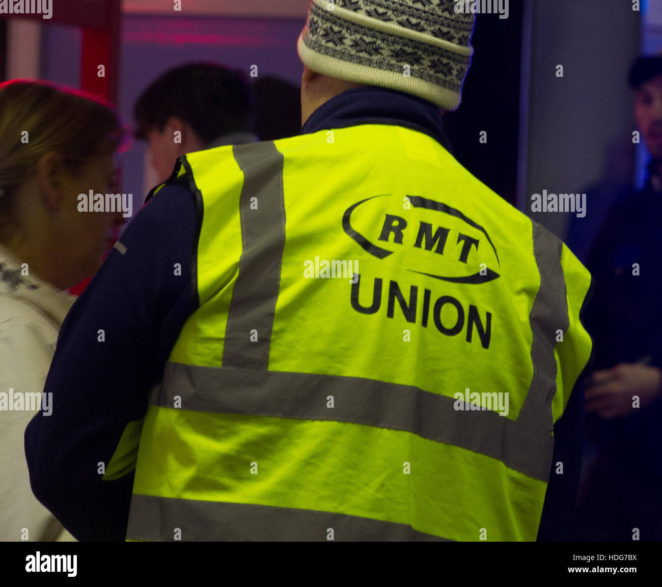 Crewe, UK. 12th December, 2016. RAIL UNION RMT launches the Safe Trains ...