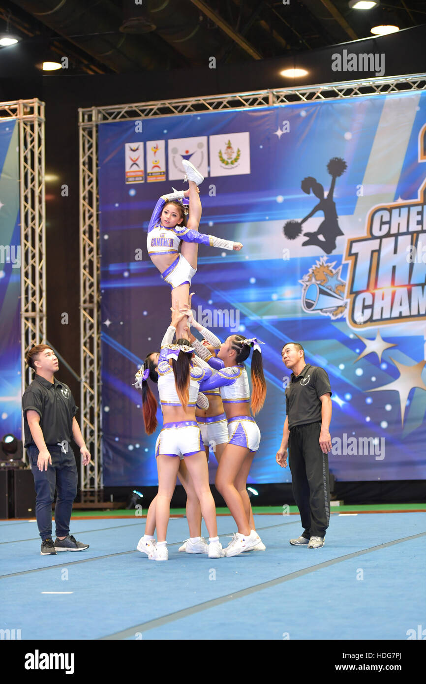 Bangkok, Thailand. 11th Dec, 2016. Group of cheerleaders in during 21th