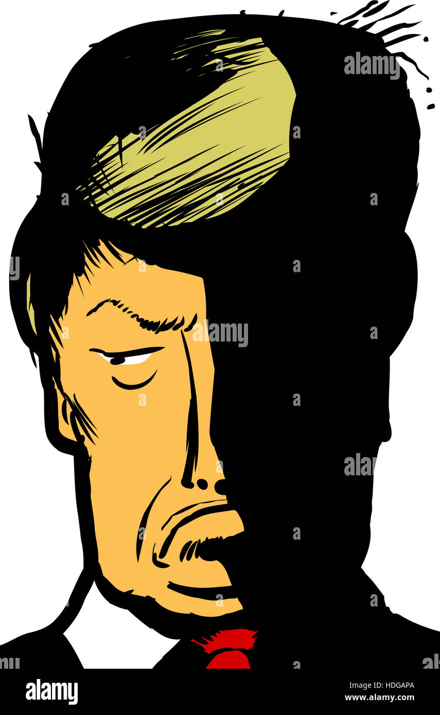 Dec. 12, 2016. Caricature close up illustration of Donald Trump pouting Stock Photo