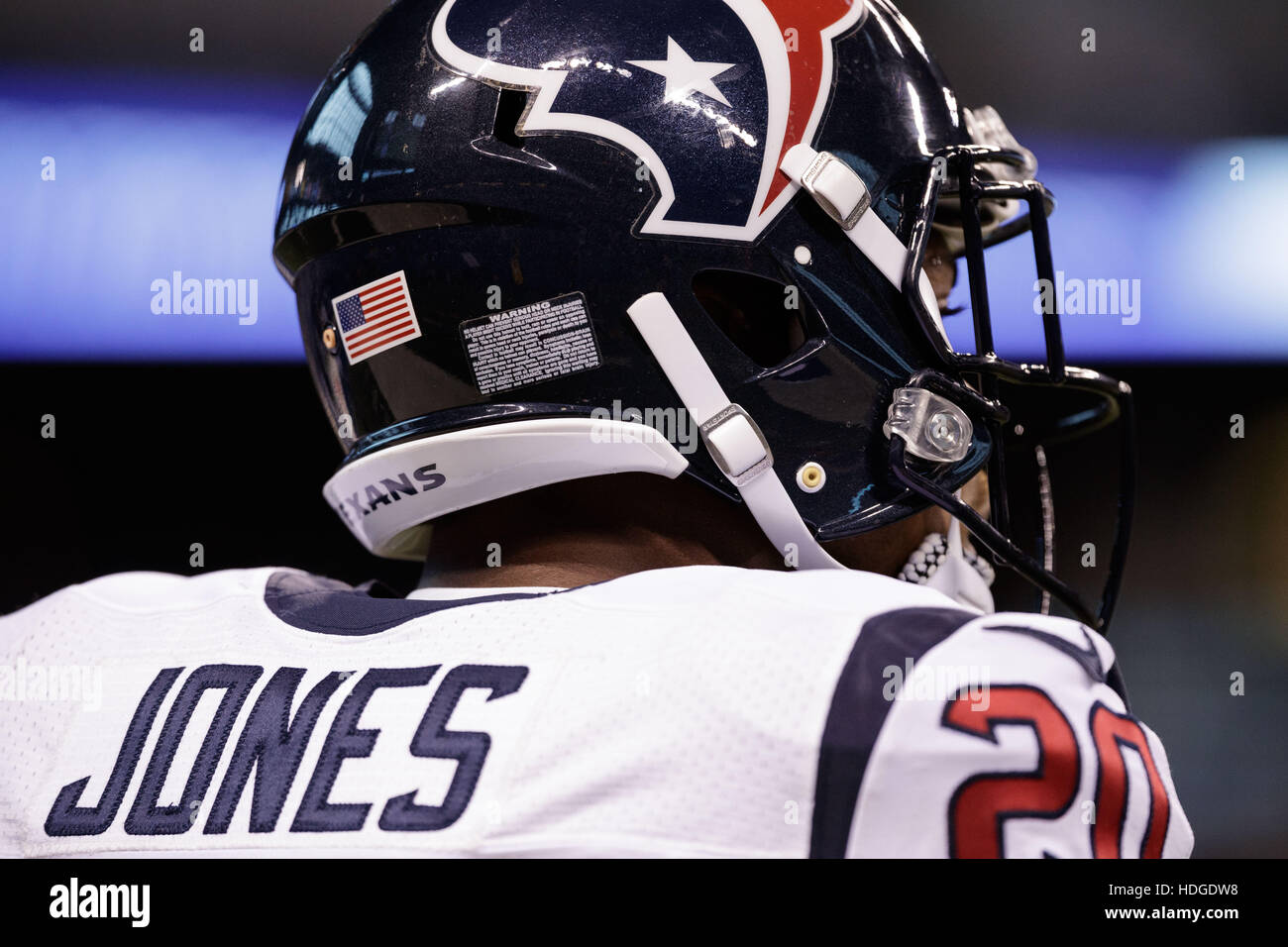 Indianapolis, Indiana, USA. 11th Dec, 2016. December 11th, 2016 - Indianapolis, Indiana, U.S. - Houston Texans defensive back Don Jones (20) before NFL Football game between the Houston Texans and the Indianapolis Colts at Lucas Oil Stadium. © Adam Lacy/ZUMA Wire/Alamy Live News Stock Photo
