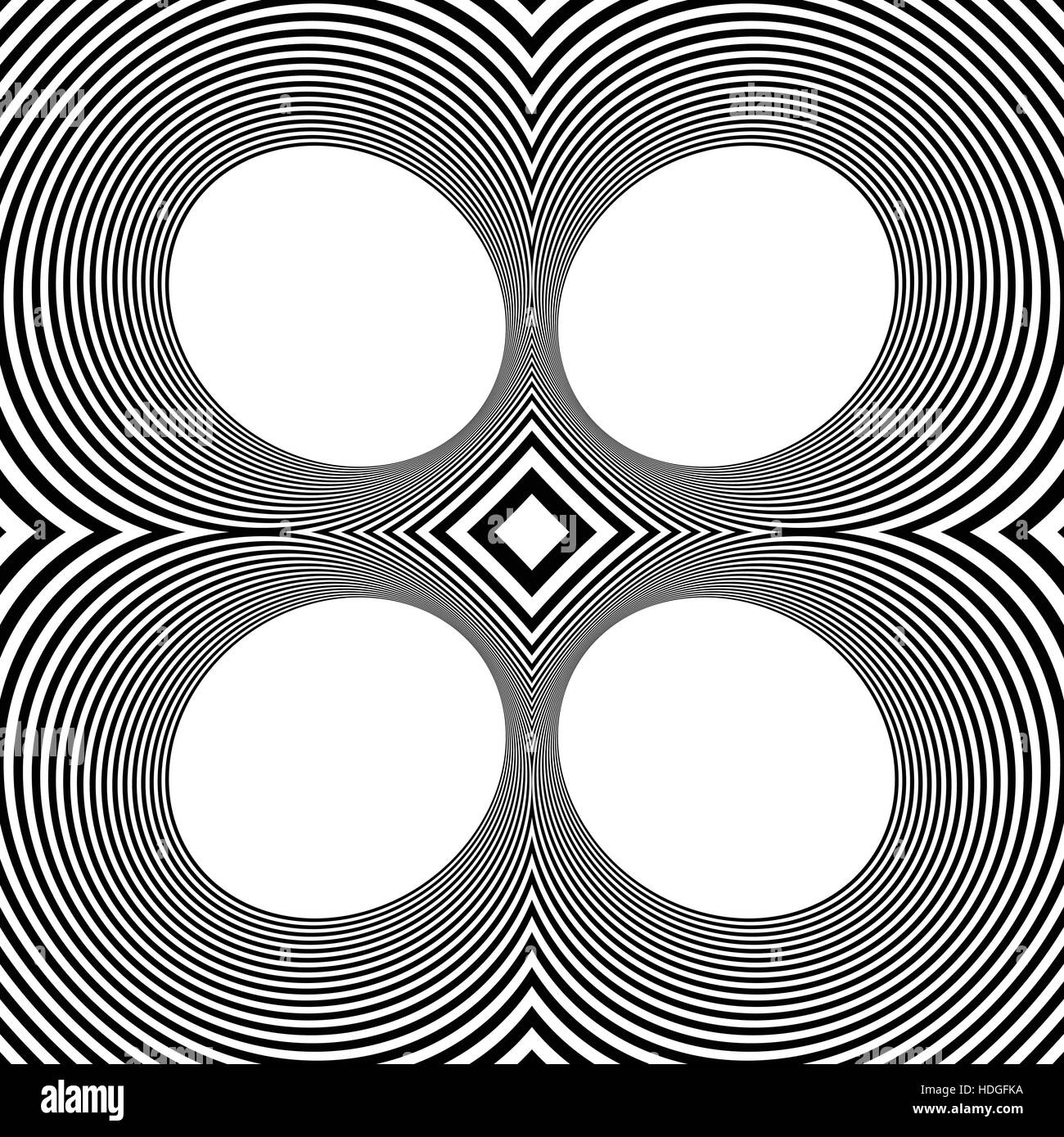 Pattern with mirrored ovals, ellipses, abstract repeatable black and ...