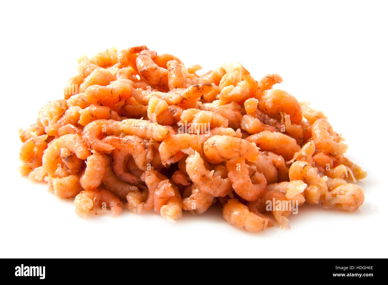 Pile of fresh dutch shrimp isolated over white Stock Photo
