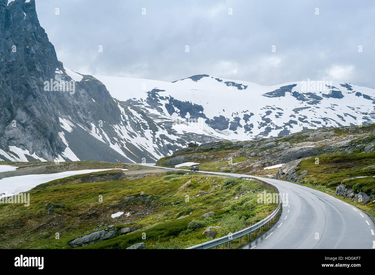 Mountain road at Dalsnibba plateau, Norway Stock Photo
