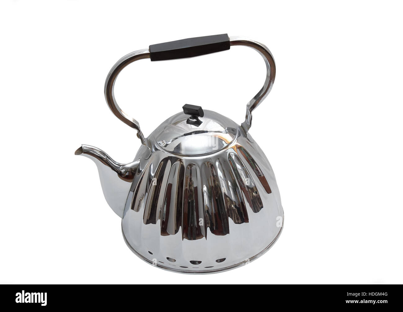 Old metal teapot on white background. Isolated over white Stock Photo