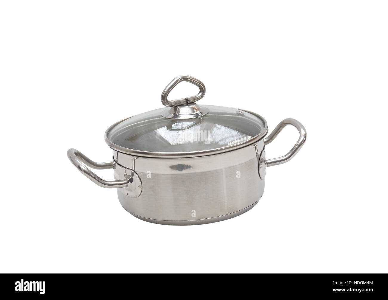 Saucepan, made of stainless steel with handle,cover, on white