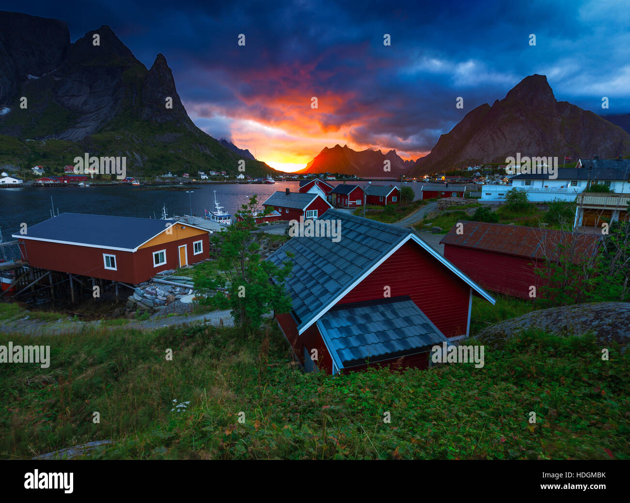 The Fishing Village of Reine in Lofoten, Norway Stock Photo