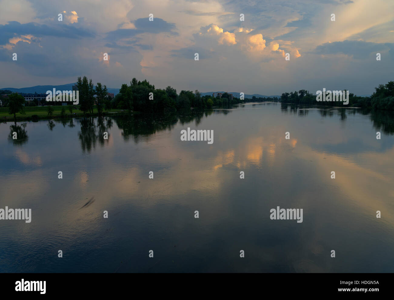 River Vah Reflection Stock Photo