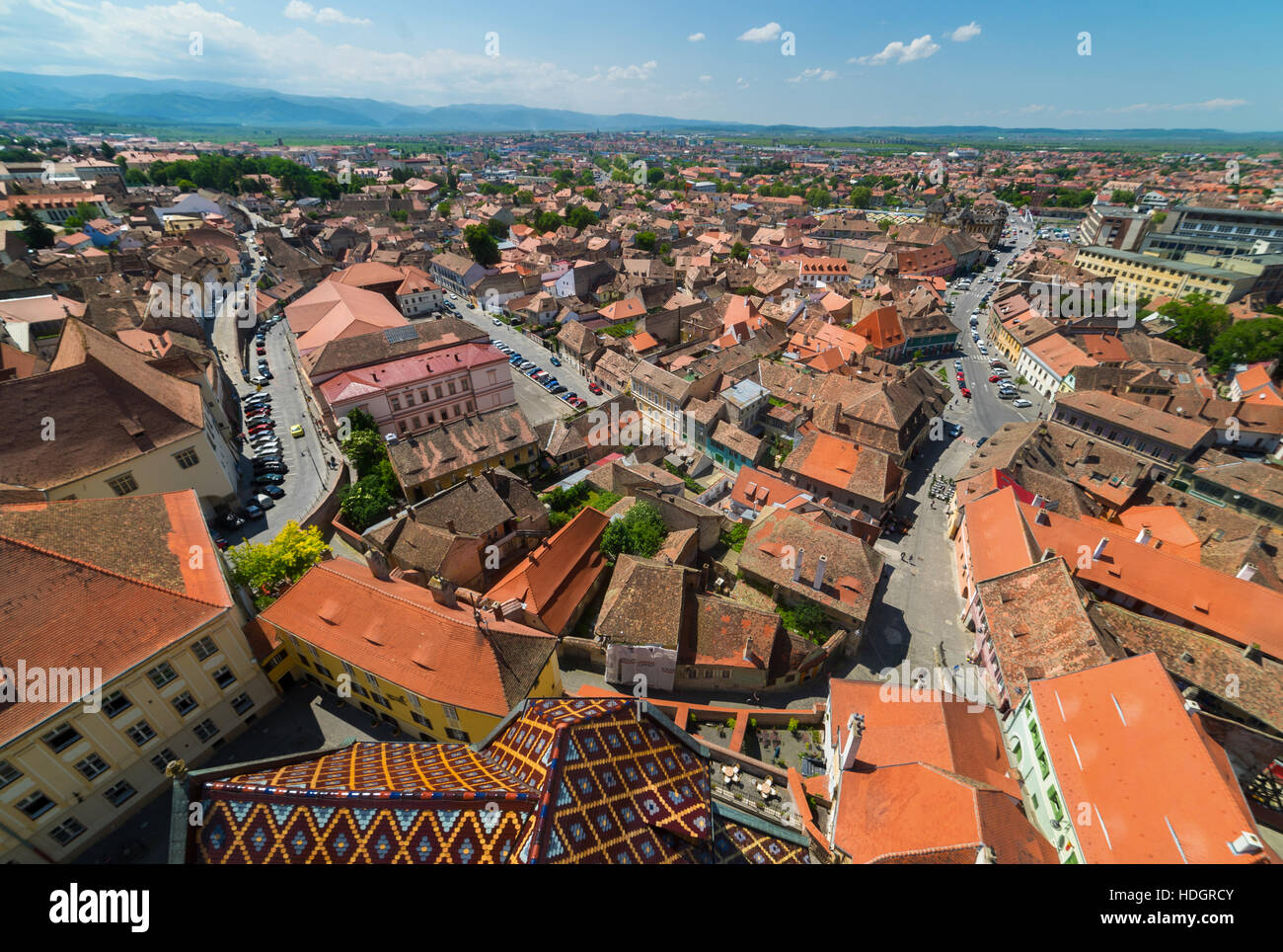 Sibiu, in the center of Transylvania, Romania. View from above with the  Fagaras Mountains in the back. HDR photo. City also known as Hermannstadt  Stock Photo - Alamy