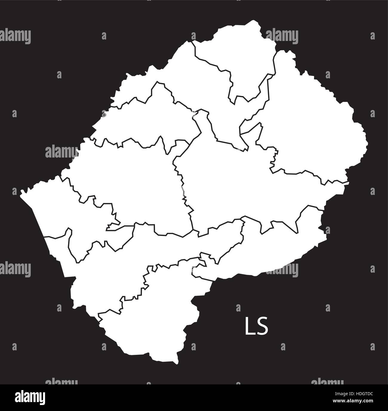 Map Of Lesotho Districts Lesotho Districts Map Black And White Illustration Stock Vector Image & Art  - Alamy