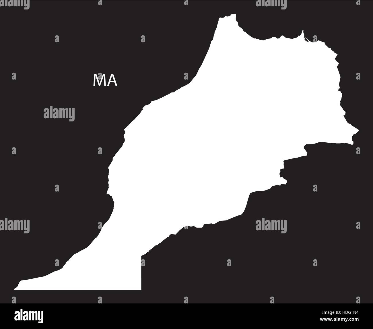 Morocco Map black and white illustration Stock Vector