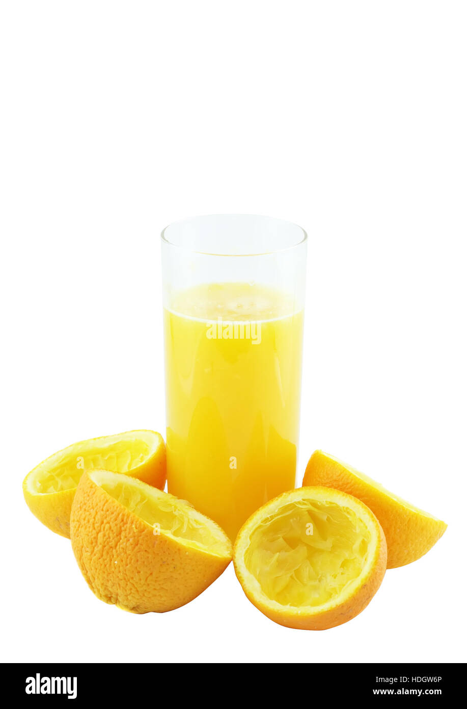 Glass of orange juice , squeeze of orange. Isolated Stock Photo Alamy