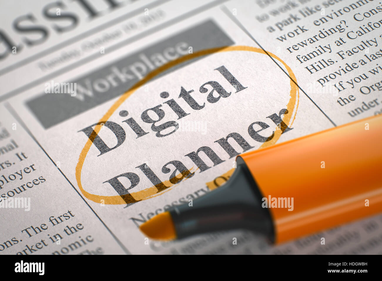 Digital Planner Job Vacancy. 3D Stock Photo Alamy