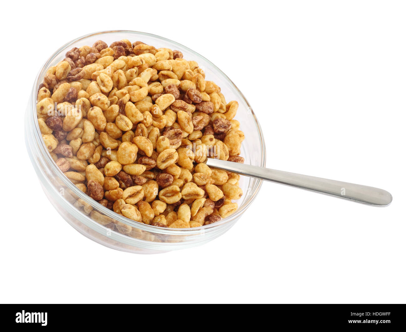 Glass bowl with cold cereal flakes. Isolated over white Stock Photo Alamy