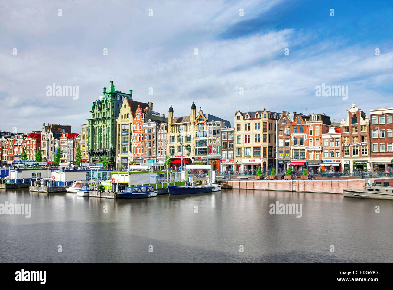 AMSTERDAM, NETHERLANDS - SEPTEMBER 15, 2015: Beautiful views of the streets, ancient buildings, people, embankments of Amsterdam - also call 'Venice i Stock Photo