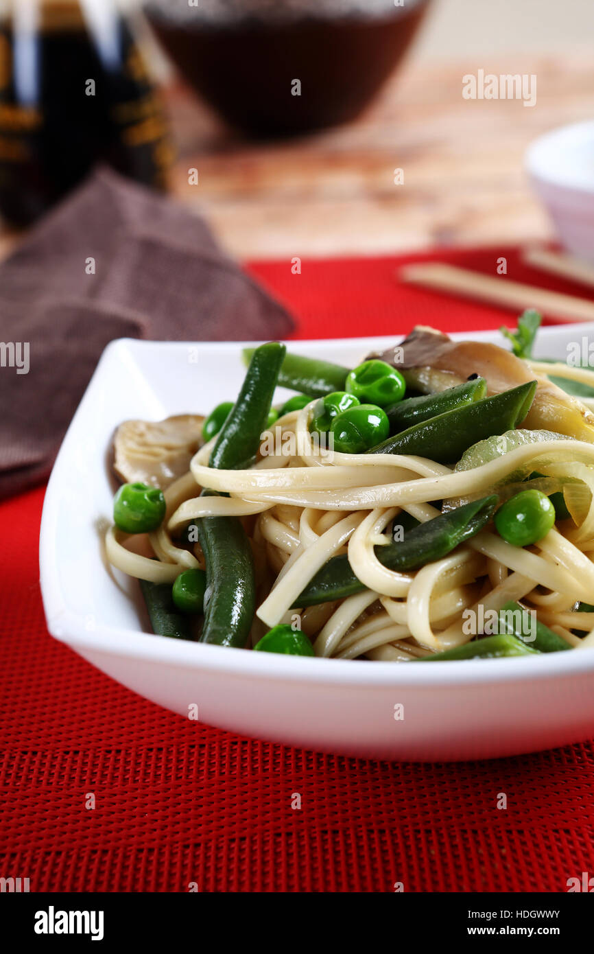 Noodles with green beans, food Stock Photo Alamy