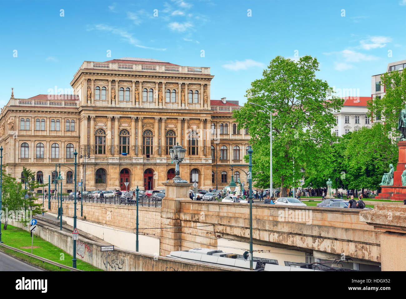BUDAPEST, HUNGARY-MAY 02, 2016: Hungarian Academy of Sciences-is the most important and prestigious learned society of Hungary. Its seat is at the ban Stock Photo