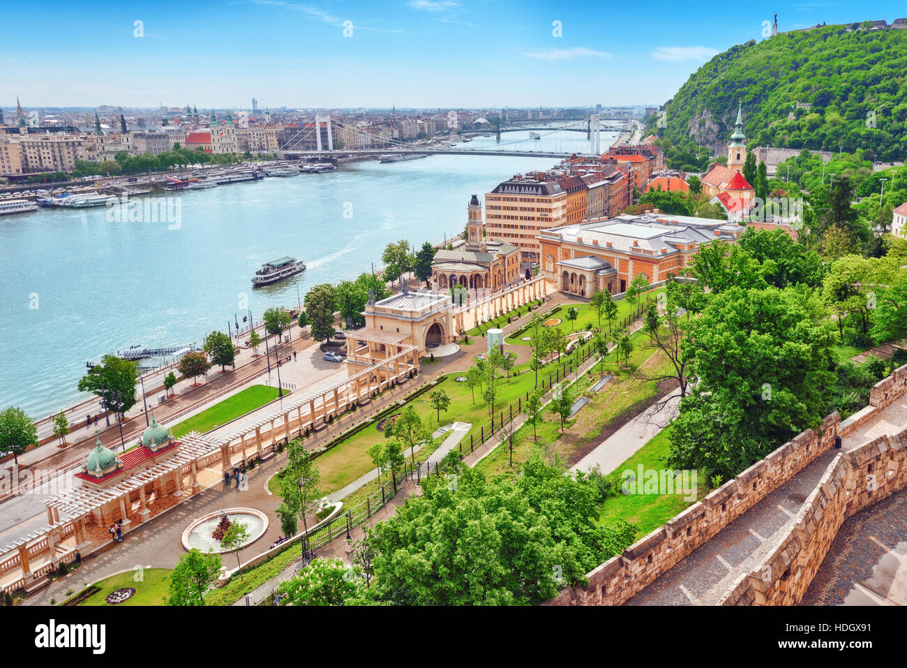 Panorama View On Budapest City From Fisherman Bastion Hungary Stock panorama-view-on-budapest-city-from-fisherman-bastion-hungary-stock