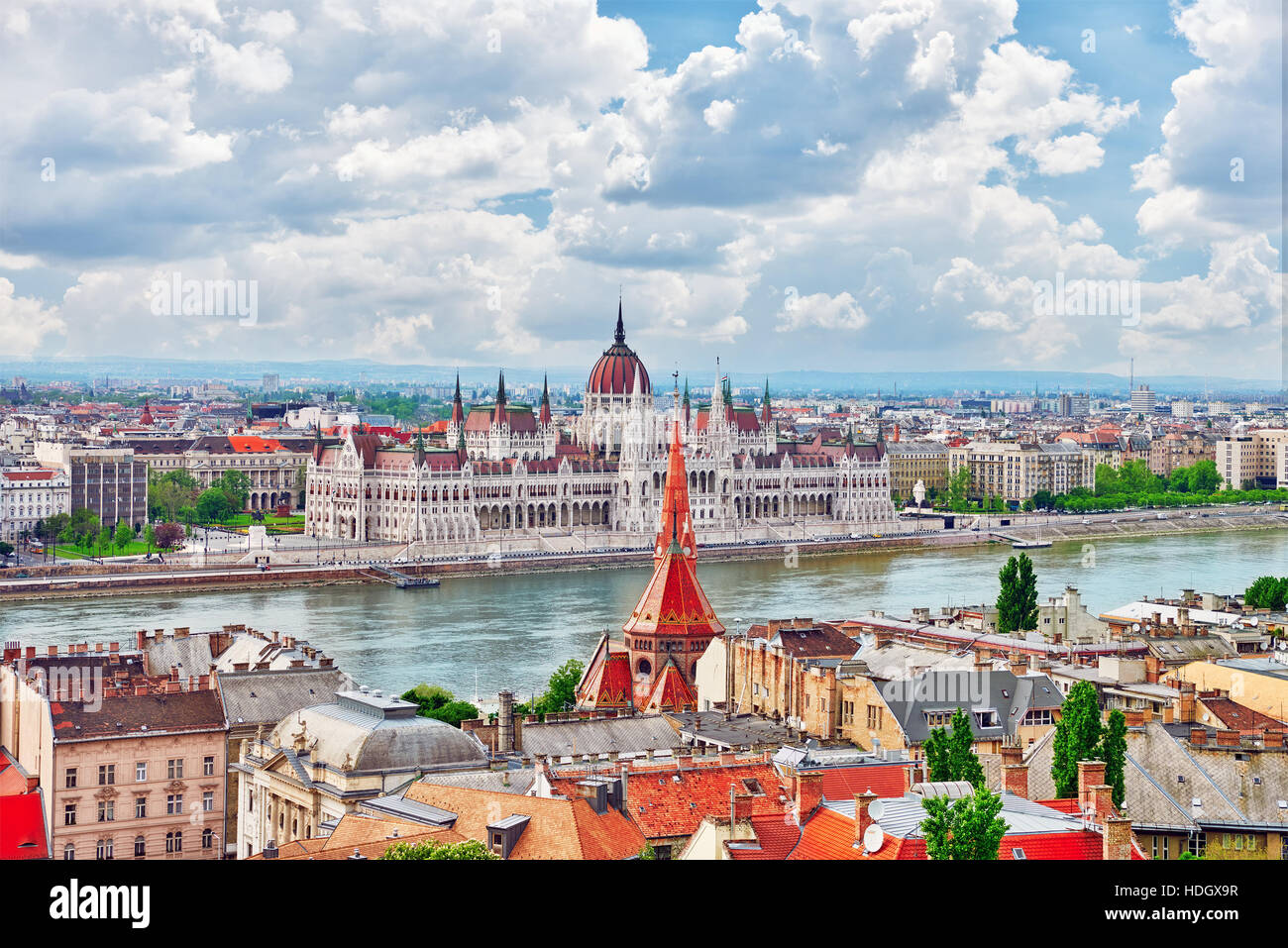 Panorama View on Budapest city from Fisherman Bastion. Hungary. Stock Photo