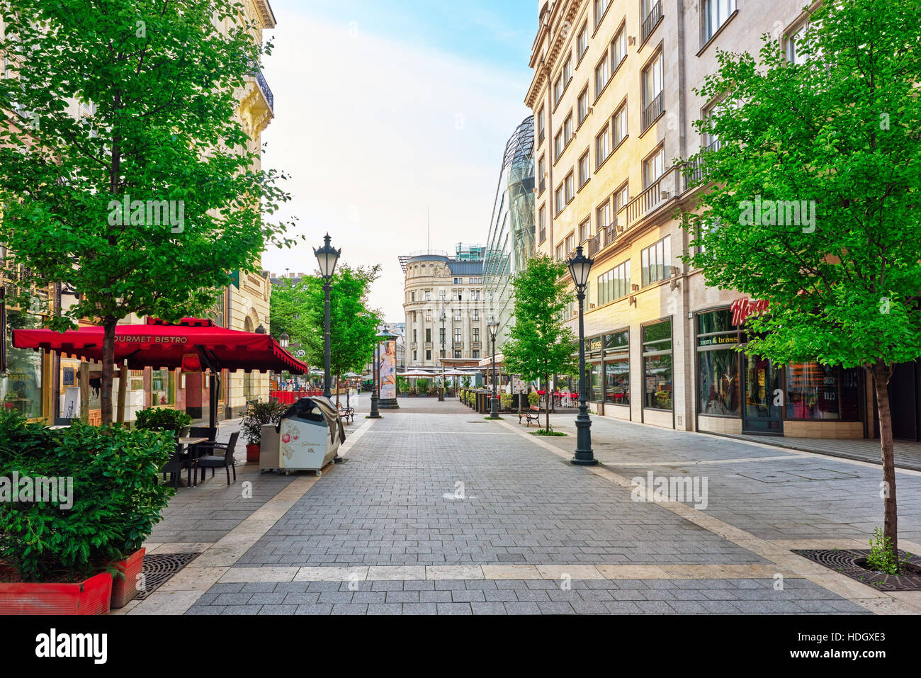 BUDAPEST, HUNGARY-MAY 04, 2016: Beautiful landscape and urban view of the Budapest, one of  beautiful city: street's, peoples on street's, historical Stock Photo