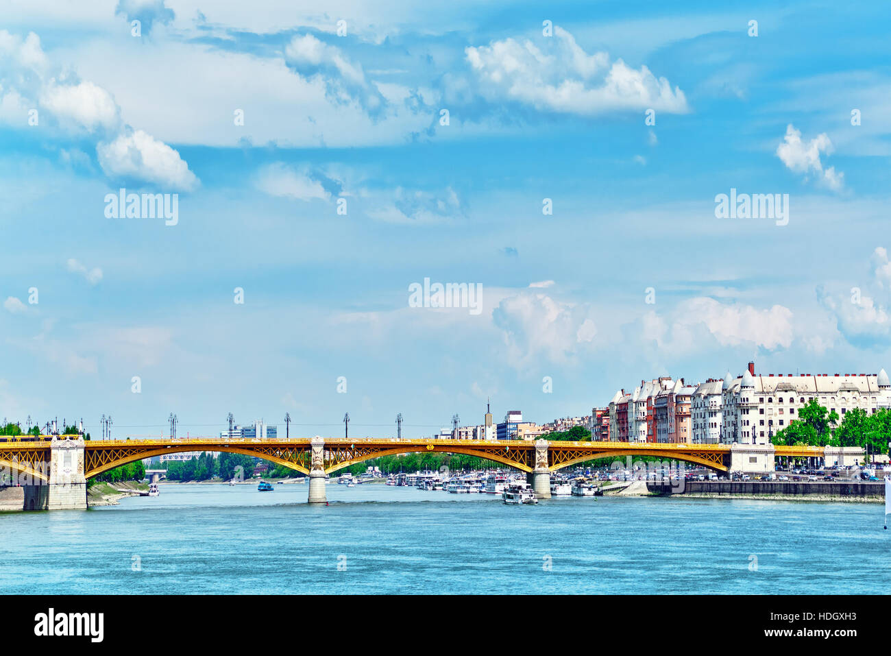 Margaret Bridge (sometimes Margit Bridge), Hungary, connecting Buda and Pest across the Danube. Day time Stock Photo