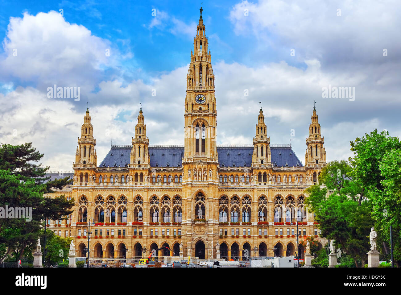 Vienna's Town Hall (Rathaus) at daytime.Vienna. Austria. Stock Photo