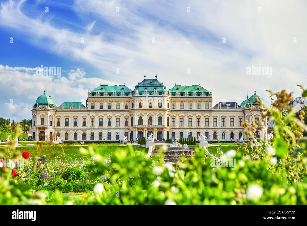 VIENNA, AUSTRIA-SEPTEMBER 10, 2015: Upper Belvedere. Tourists, people near Main palace complex Belvedere.Vienna. Austria. Stock Photo