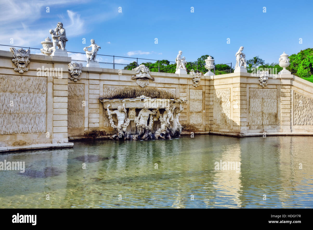Upper Belvedere.Beautiful fountains in complex Belvedere.Vienna. Austria. Stock Photo
