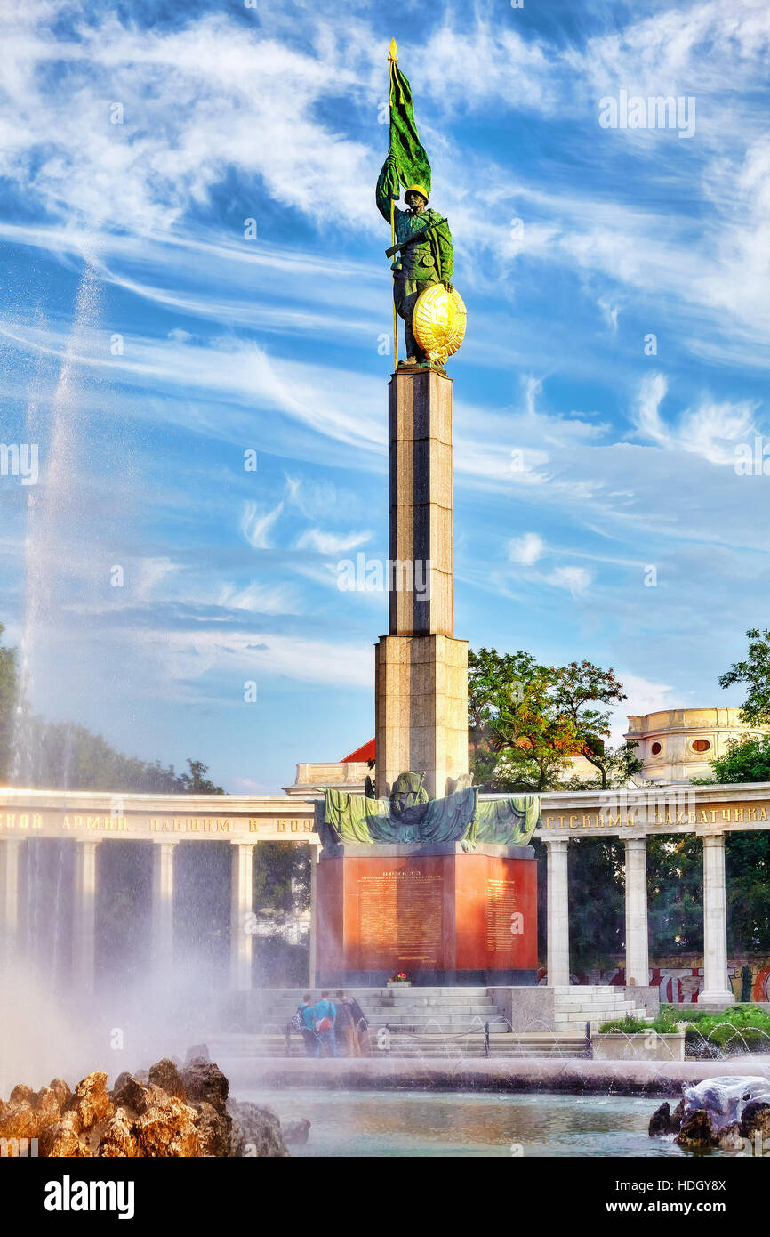 VIENNA,AUSTRIA-SEPTEMBER 10, 2015:Soviet War Memorial in Vienna. Formally known as the Heroes Monument of the Red Army. Vienna. Austria. Stock Photo