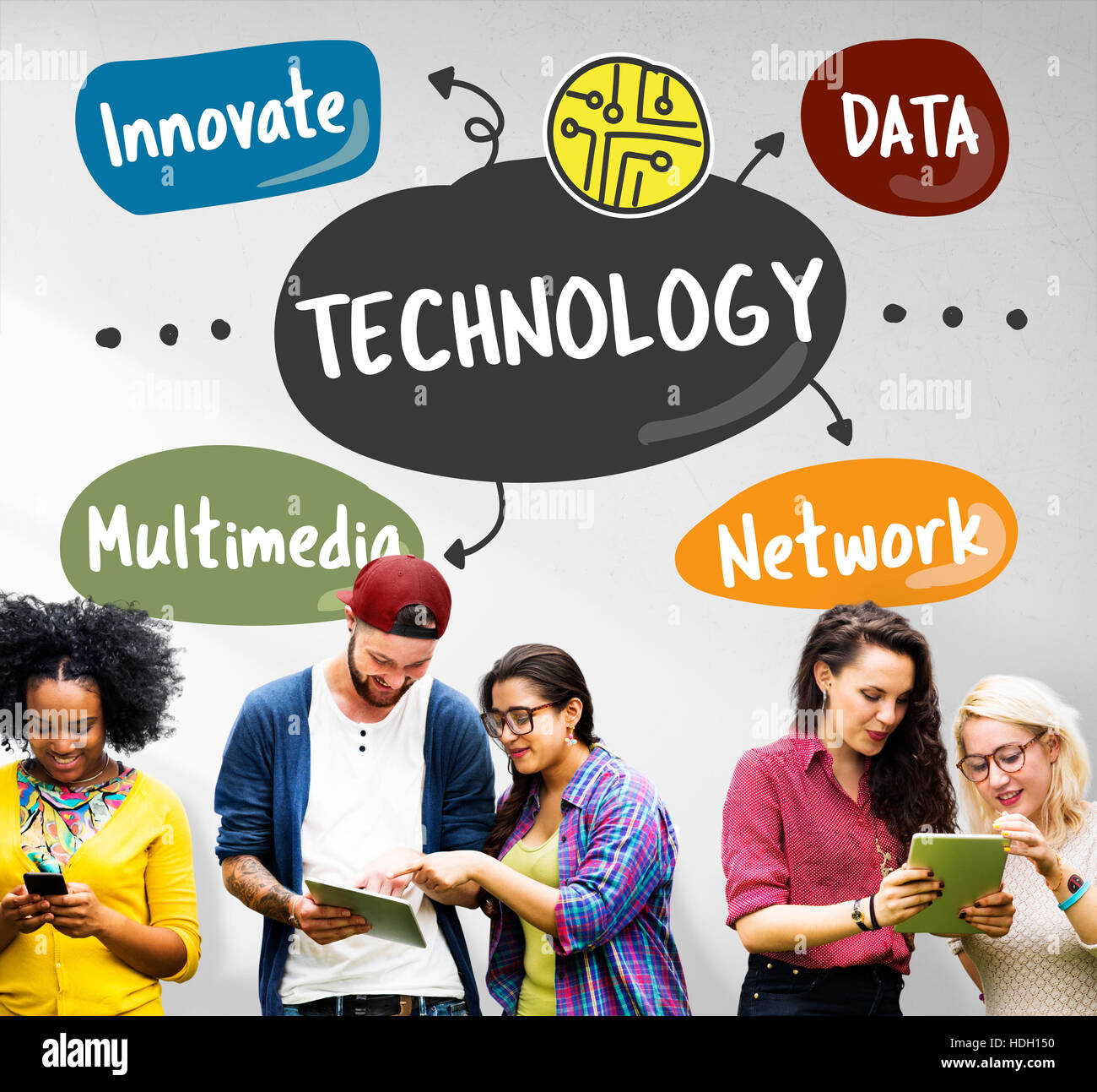 Technology Innovate Data Network Multimedia Words Graphic Concept Stock ...
