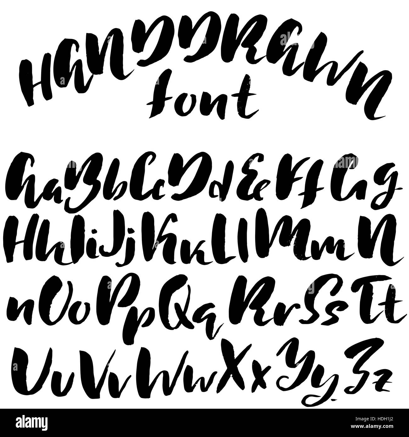 Hand drawn font made by dry brush strokes. Grunge style alphabet Stock ...
