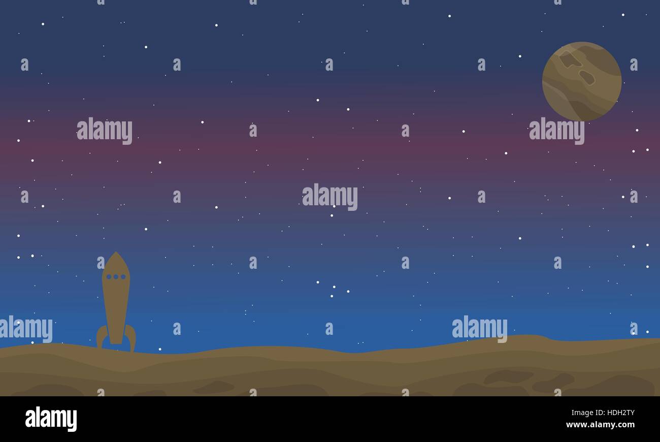 Space with rocket of landscape Stock Vector Image & Art - Alamy