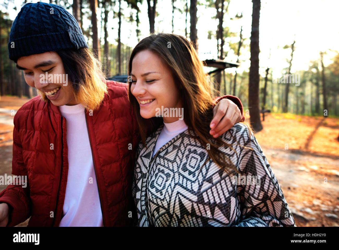 Backpacker Couple Travel Adventure Happiness Concept Stock Photo Alamy