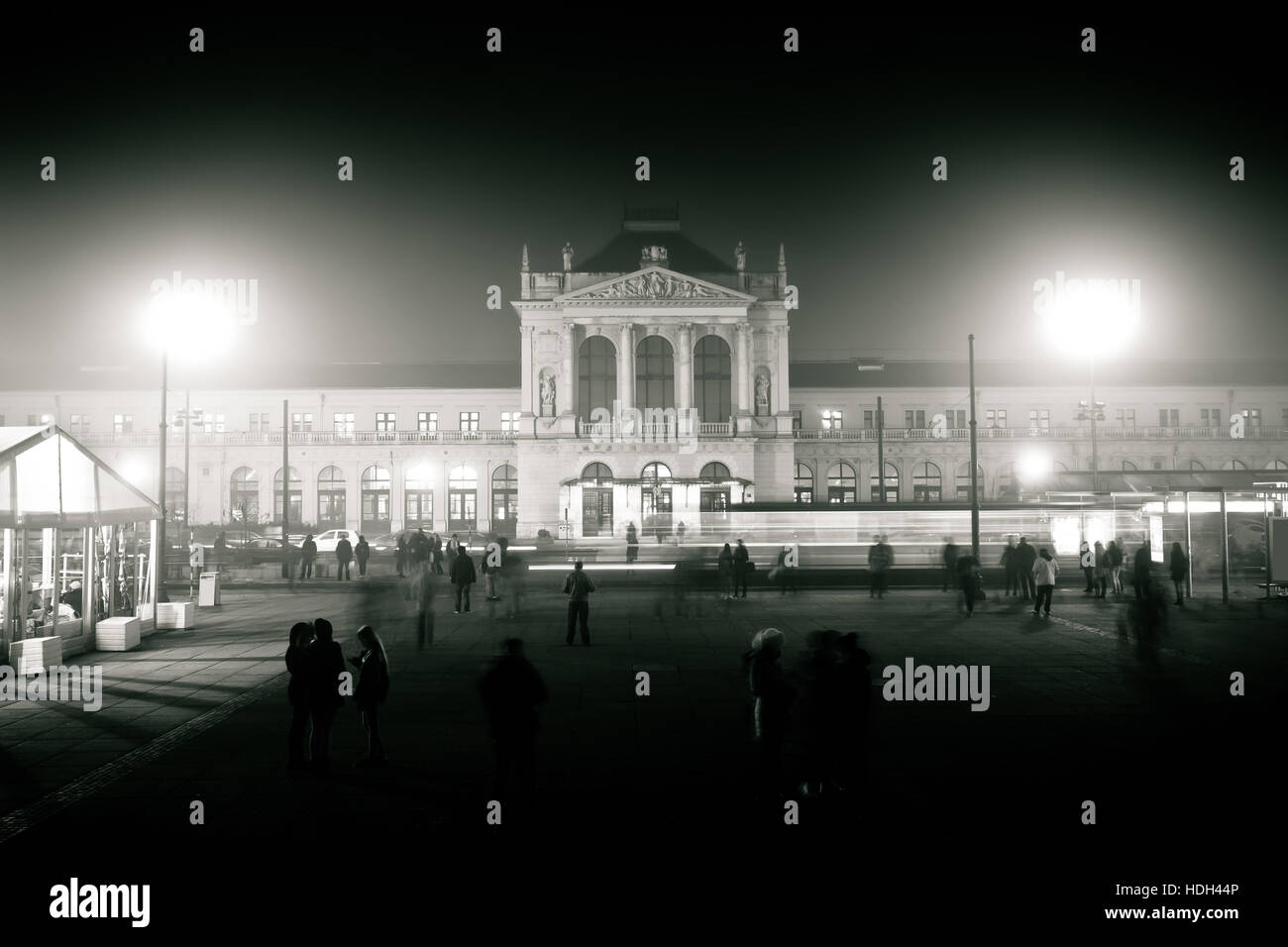 Zagreb central station black and white view, capital of Croatia Stock Photo