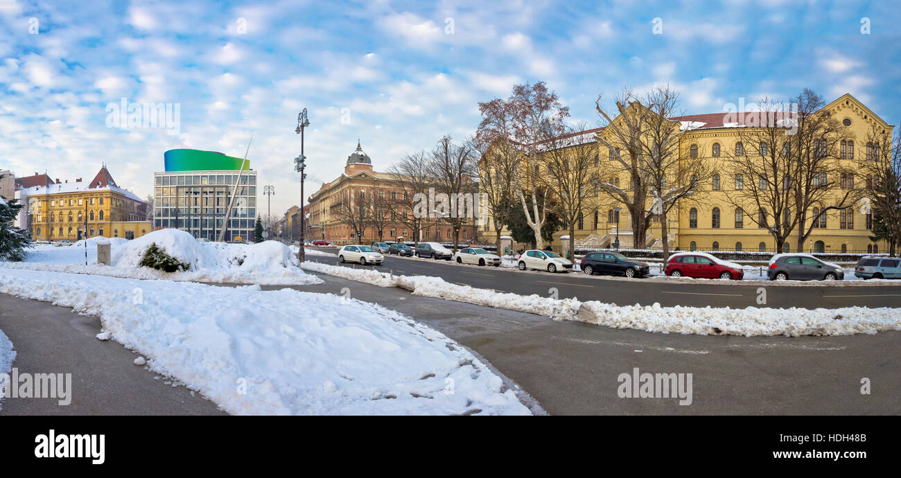 Winter view of Marshal Tito square in Zagreb, captal of Croatia Stock Photo
