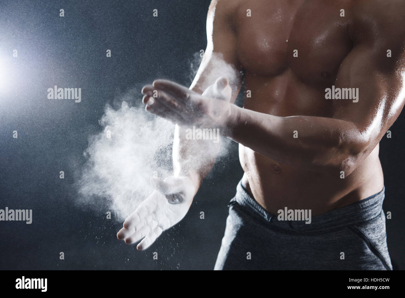 Preparing hands for lifting weights Stock Photo Alamy