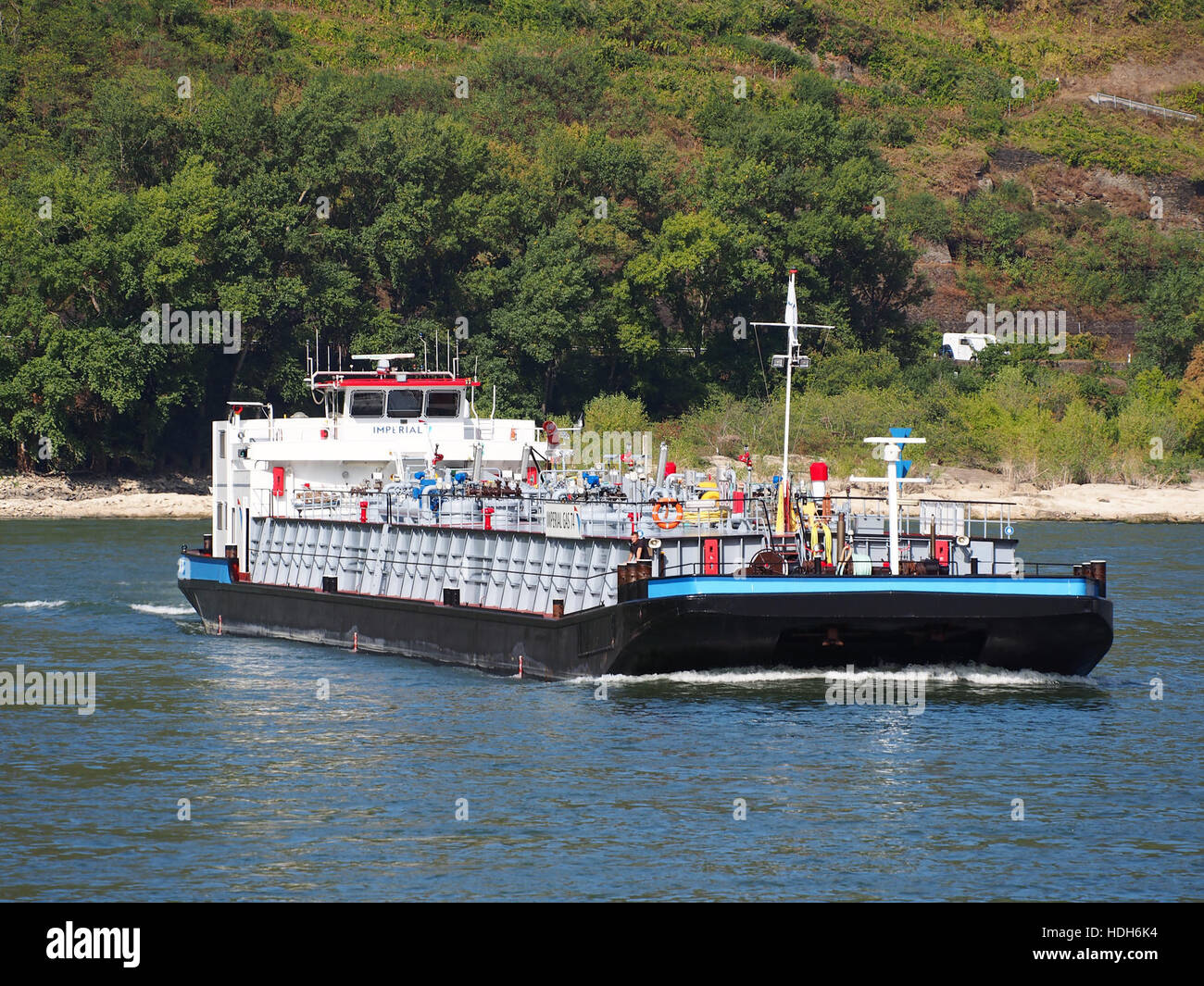 Imperial Gas 74 (ship, 1970) ENI 04008290 on the Rhine at Oberwesel pic 5 Stock Photo