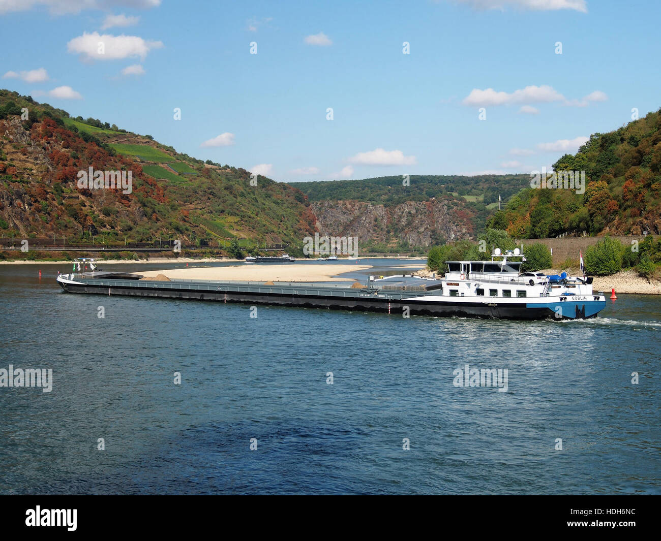 Goblin (ship, 2013) ENI 02335529 at the Rhine near Oberwesel pic3 Stock Photo
