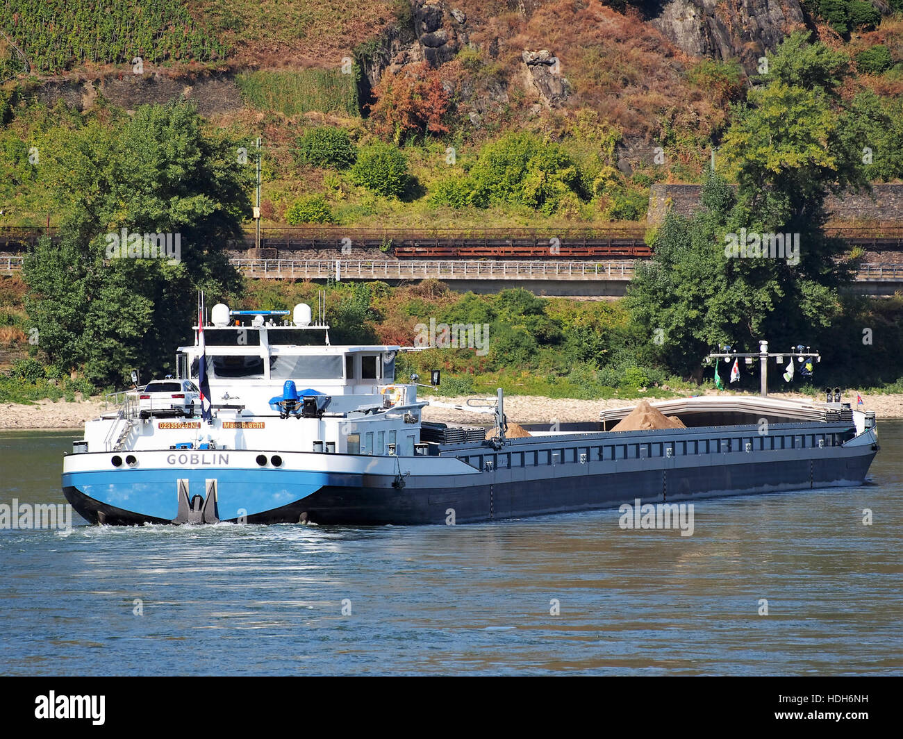 Goblin (ship, 2013) ENI 02335529 at the Rhine near Oberwesel pic7 Stock Photo