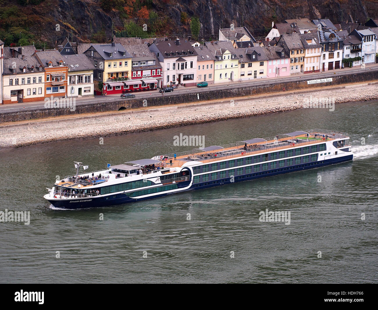 Avalon Luminary (ship, 2010) ENI 2332637 on the Rhine near Sankt Goar pic1 Stock Photo