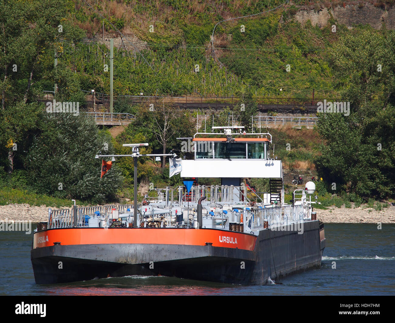 Ursula (ship, 1992) ENI 04607300 on the Rhine at Oberwesel pic 5 Stock Photo