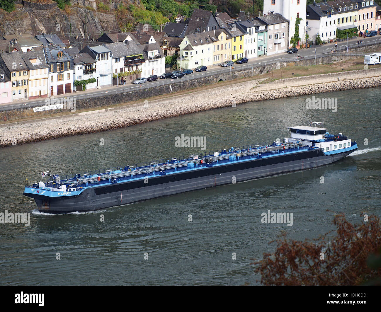 Manouk (ship, 2004) ENI 02326370 on the Rhine at Sankt Goar pic1 Stock Photo