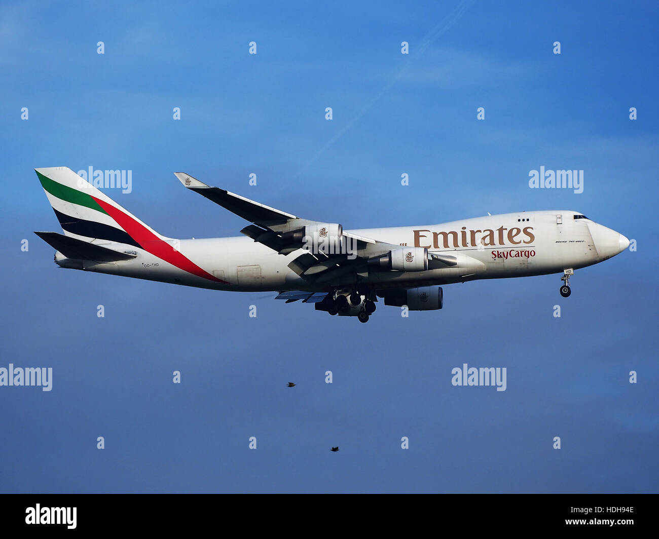OO-THD (aircraft) on final at Schiphol runway 18R pic6 Stock Photo