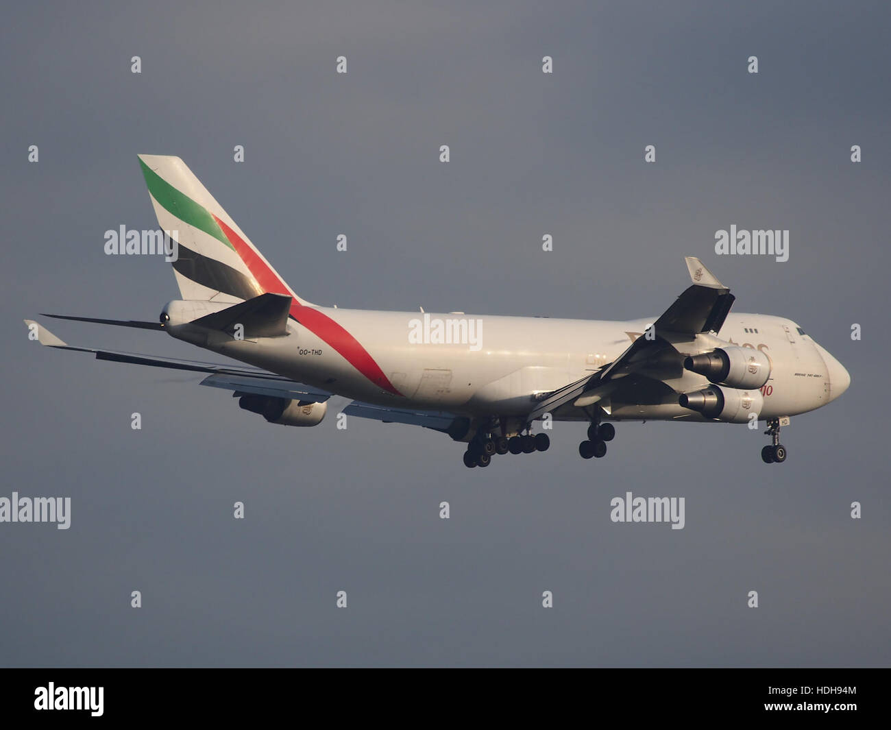 OO-THD (aircraft) on final at Schiphol runway 18R pic9 Stock Photo