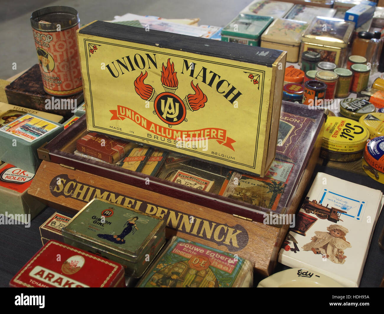 Union Match matchbox for advertising on a counter pic2 Stock Photo