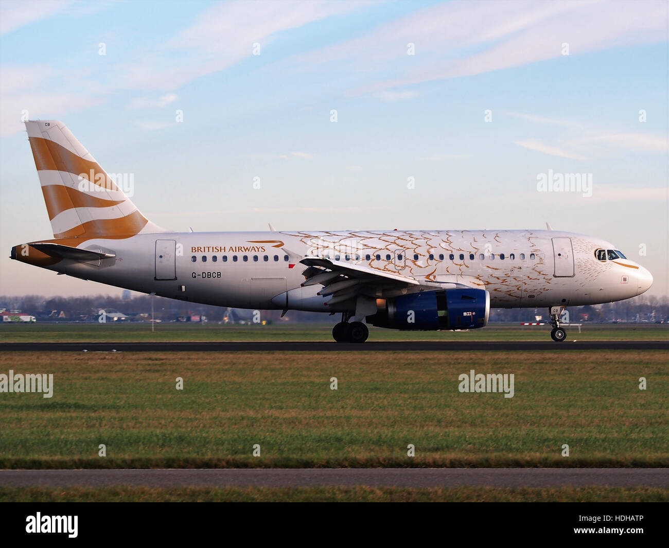 G-DBCB Airbus A.319 British Airways In The Olympic Dove Colours at Schiphol pic2 Stock Photo