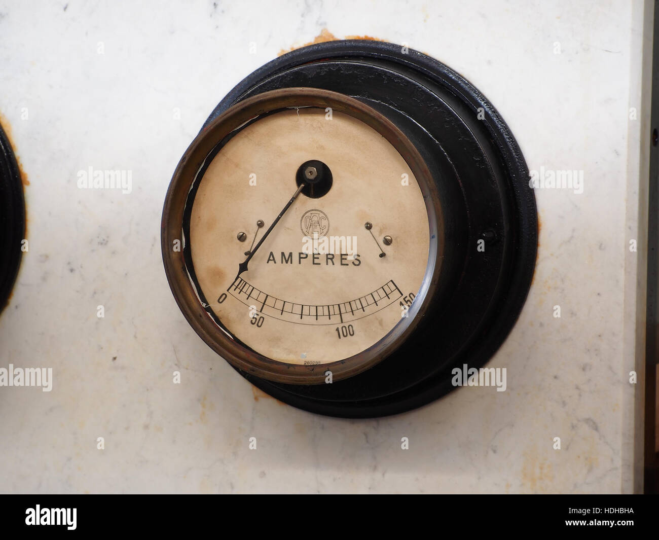 Oude Ampere meter in het Mus Stock Photo