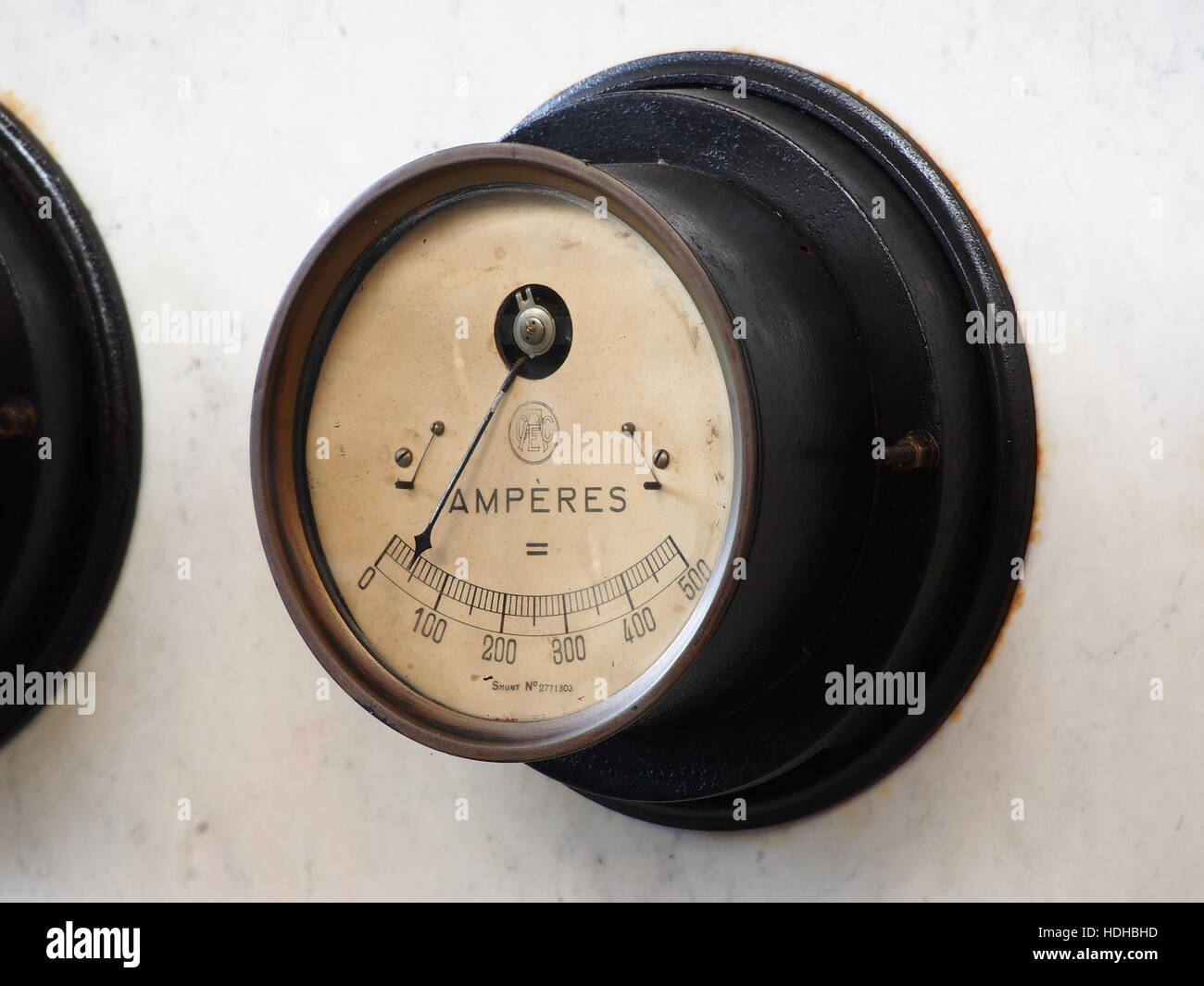 Oude Ampere meter in het Mus Stock Photo